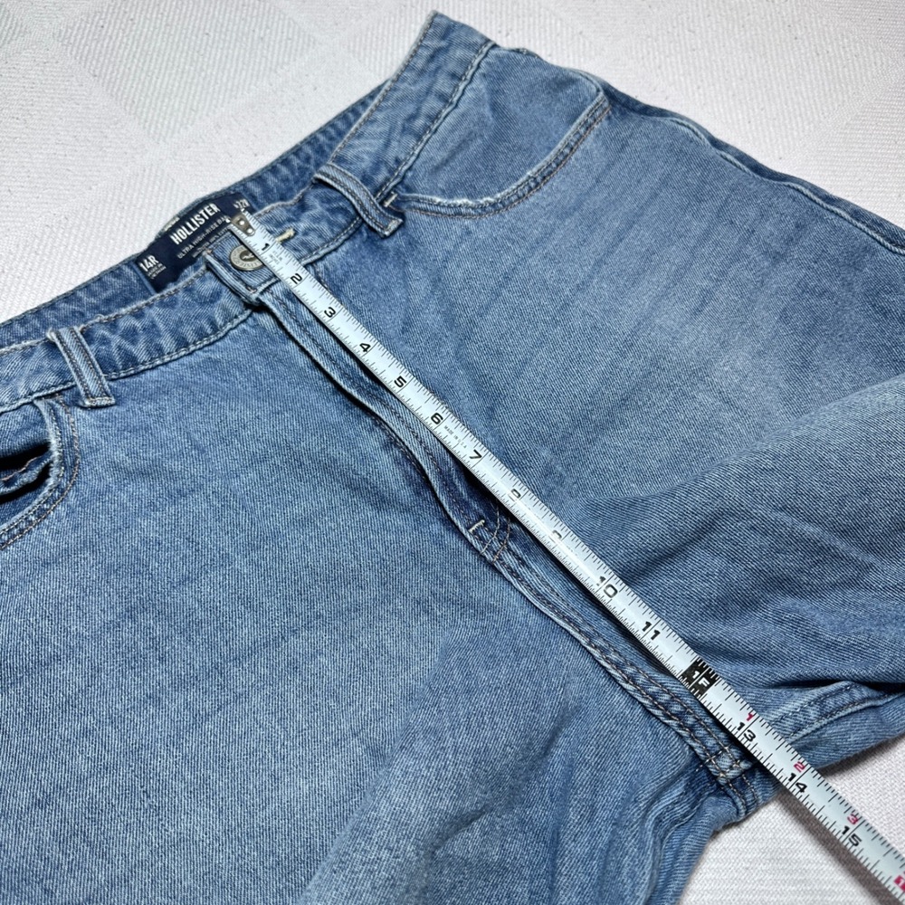 Hollister Ultra High-Rise Baggy Jeans Womens 14R 32R Distressed Medium Wash - Picture 10 of 13